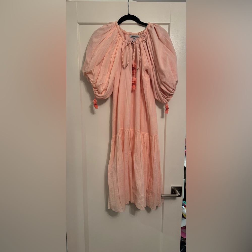 Yakira Bella puff sleeve dress with tie neck
